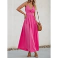 thumbnail image 2 of Vestido largo CUPSHE con cuello en V retorcido, sin mangas, rayón rosa intenso, 2 of 7