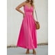thumbnail image 2 of Vestido largo CUPSHE con cuello en V retorcido, sin mangas, rayón rosa intenso, 2 of 8