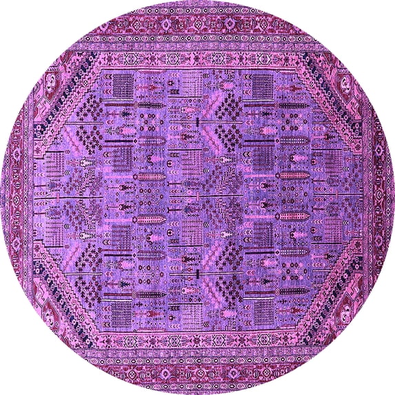 Ahgly Company Indoor Round Oriental Purple Industrial Area Rugs, 4' Round