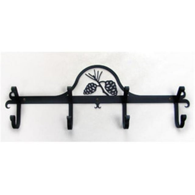 Village Wrought Iron CB-89 Wall Mounted Wrought Iron Coat Rack-Hooks - Pine Cones