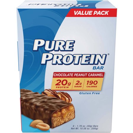 Pure Protein Bar, Chocolate Peanut Caramel, 20g Protein, 6 (Best Health Food Bars)