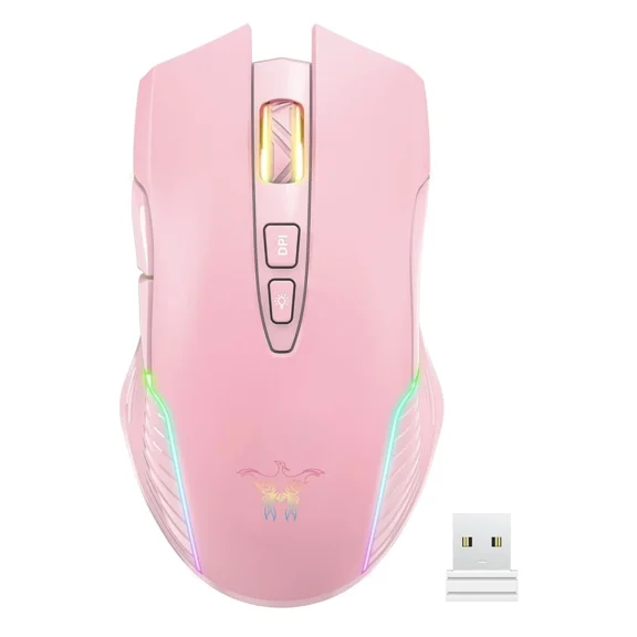 STAR- Simgal Rgb Wireless Gaming Mouse Pink Rechargeable Ergonomic Design Adjustabl...