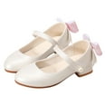 thumbnail image 5 of BOBOGOJP Flower Girl Shoes Kids High Heels Mary Jane Flats Cute Pearl Rhinestones Girls Dress Pumps Shoes for Wedding Party Little Big Kids White for 4, 5 of 7