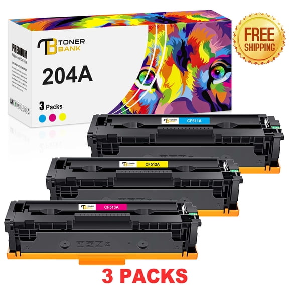Toner Bank 3-Pack Compatible Toner Cartridge for HP CF511A CF512A CF513A 204AM154nw M154a M180nw M180n M181fw Printer Cyan, Magenta, Yellow