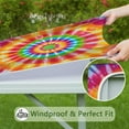 thumbnail image 6 of Colorful Tie Dye Spiral Mandala Square Fitted Tablecloth with Elastic Edge,Square Table Cover,Washable Elastic Table Cover for Home Kitchen Party Decor 34"x34", 6 of 6