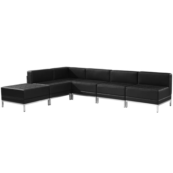 BizChair Black LeatherSoft Sectional Configuration, 6 Pieces
