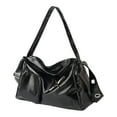 thumbnail image 1 of Bolso de hombro para mujer, bolso de compras, mochila de hombro de cuero PU con cremallera, informal Negro, 1 of 8