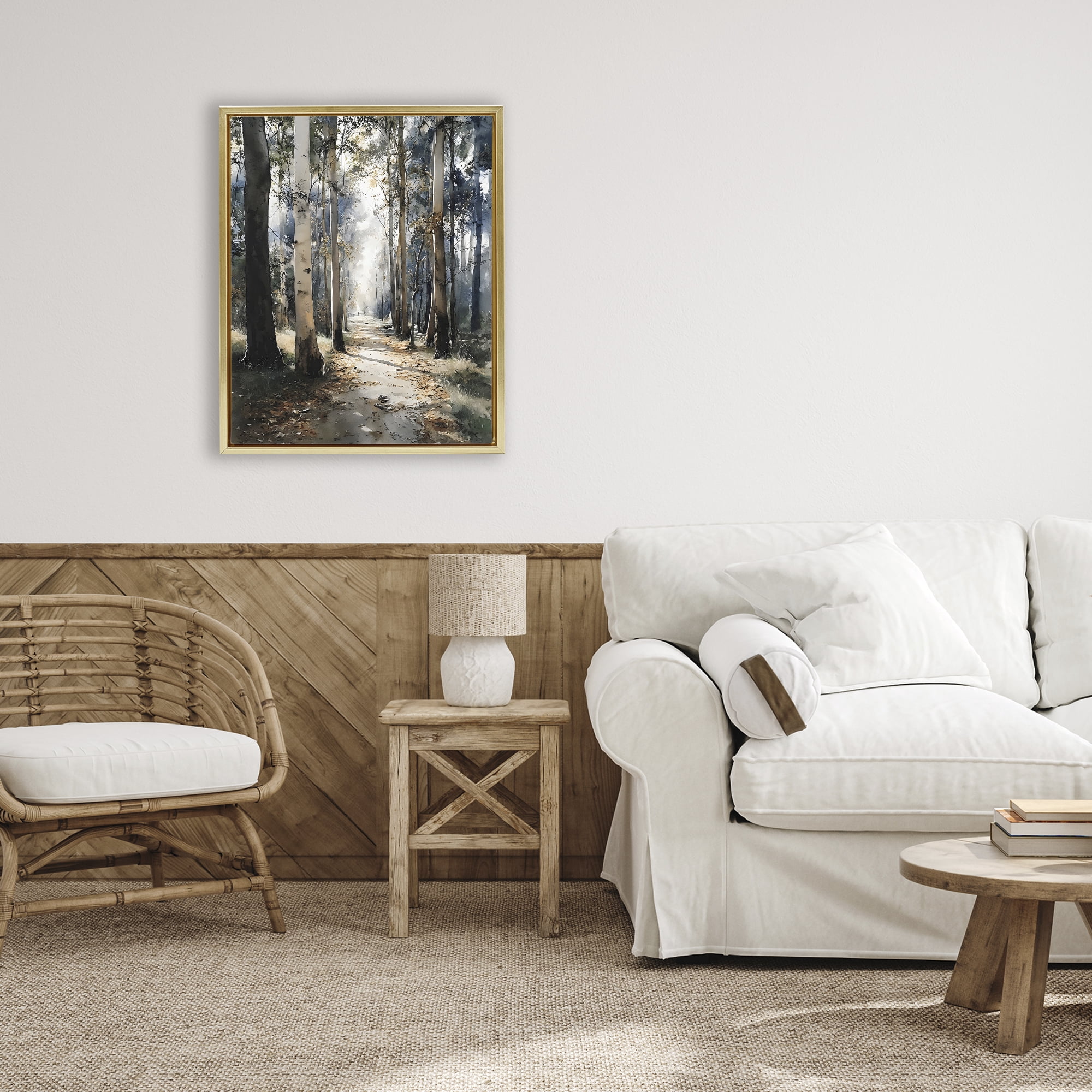 Stupell Industries Path in Autumn Light Gold Framed Floater Canvas Wall Art, design by Franklyn Gregory