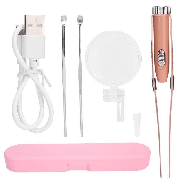 Limpiador de oídos, pinzas de eliminación de cera con luz USB, juego de herramientas de limpieza de oídos recargable