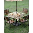 thumbnail image 4 of Outdoor Tablecloths with Umbrella Hole & Zipper, Botanical 60x60 Inch Square Tablecloths, Spring Leaves Flowers Deers Birds Country Biege Waterproof Table Cloth, Patio/Pool/Picnic Table Covers, 4 of 8