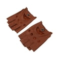 thumbnail image 3 of kurtrusly Retro PU eather Men Fingerless Driving Cycling Gloves Brown Button XL 1Set, 3 of 6