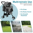 thumbnail image 5 of NiamVelo Folding Dog Stroller 3 Wheels Pet Stroller with Detachable Carrier Storage Basket for Small Medium Dogs & Cats, 3 in 1 Lightweight Puppy Stroller, Gray, 5 of 8