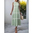 thumbnail image 5 of Women'S Summer Long Dress Casual Boho Striped Sleeveless Smocked Tiered Ruffle Sundress Green XL, 5 of 9