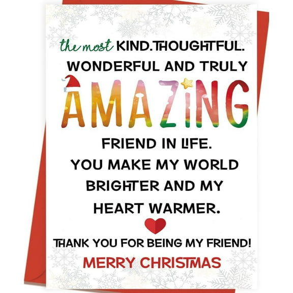 Merry Christmas Card for Amazing Friends – Thoughtful & Kind Design – Blank Inside for Personal Messages – Includes Envelope – Perfect Holiday Greeting