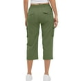 thumbnail image 4 of Pantalons Cargo Capri pour Femmes Randonnée Été Décontracté à Cordon Taille Haute Pantalons de Survêtement Amples avec Poches Pantalons Droits pour Femmes Lin Pantalons Décontractés Confortables, 4 of 6