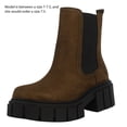 thumbnail image 2 of Soda Women's Oxlip Chelsea Pull On Chunky Platform Block Heel Ankle Bootie, Forest, 6.5 M US, 2 of 5