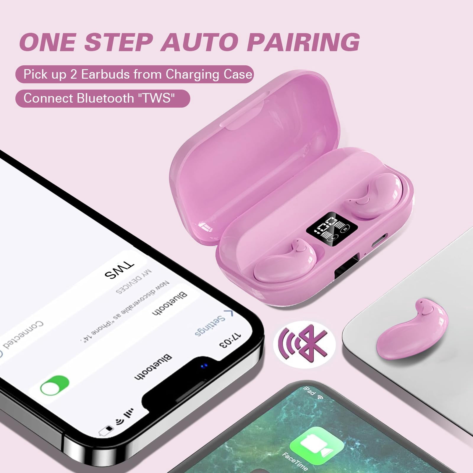 Invisible Sleep Wireless Earphone IPX5 Waterproof Thin Invisible Sleep Earbuds for Side Sleepers Sleep Ear Buds Smallest Tiny Small Mini Discreet Earbud for Sleeping Invisible Headphones