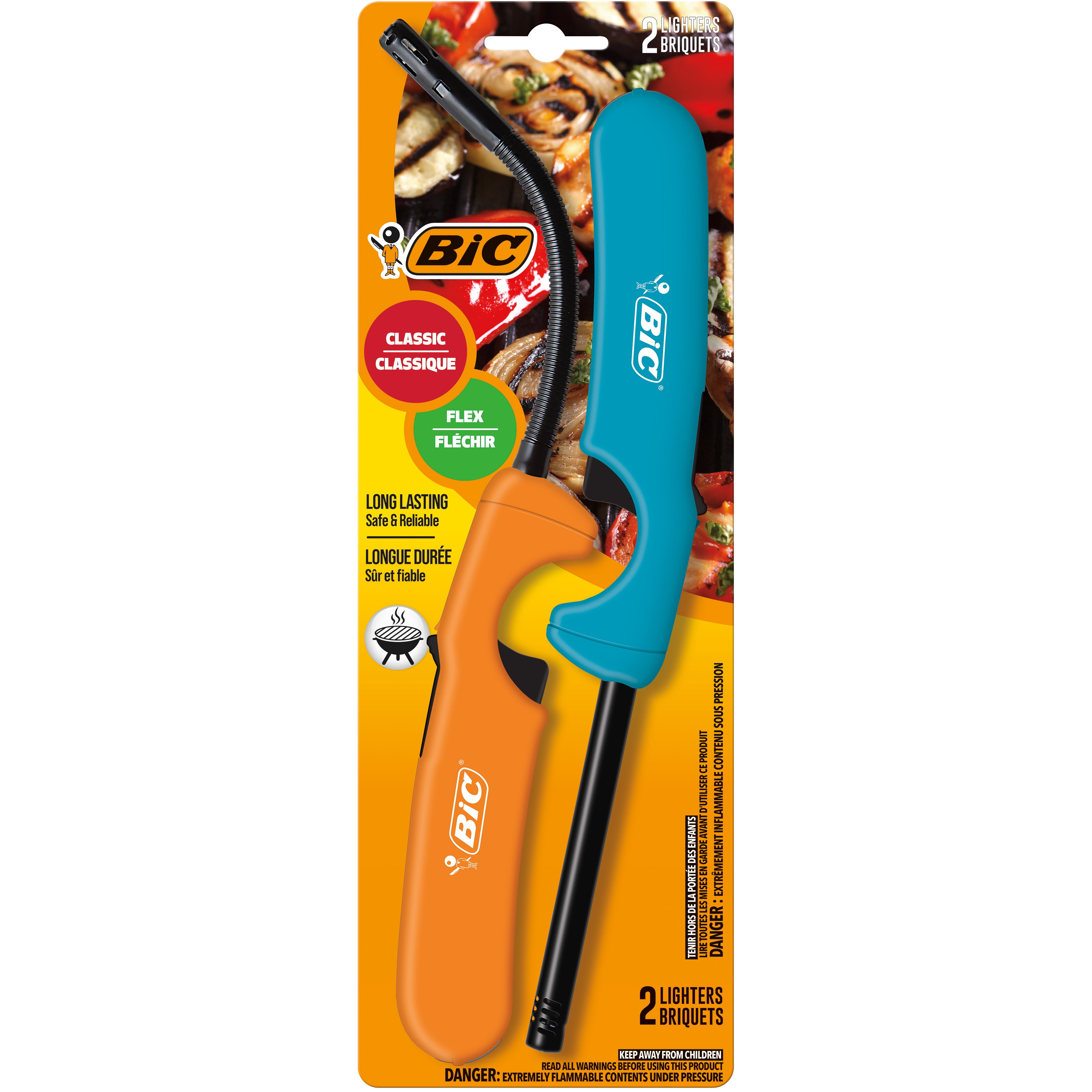 BIC Multi-Purpose Lighters Pack of 2 Long Reach with Flex Wand for