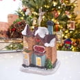 thumbnail image 3 of Estatua de casa iluminada, luz, pueblo, miniatura, resina, decoración navideña, jardín Estilo A, 3 of 7