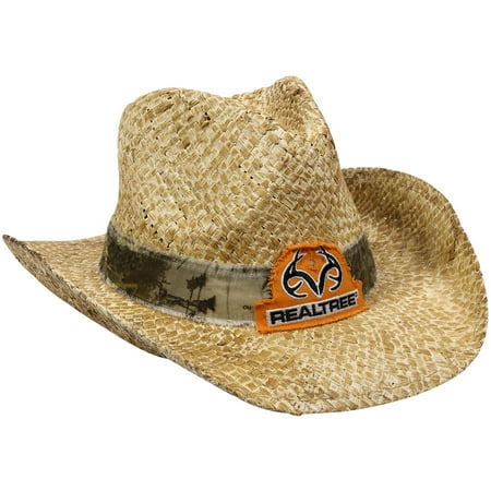 Realtree Straw Cowboy Hat, Natural/Realtree Max1 XT Camo