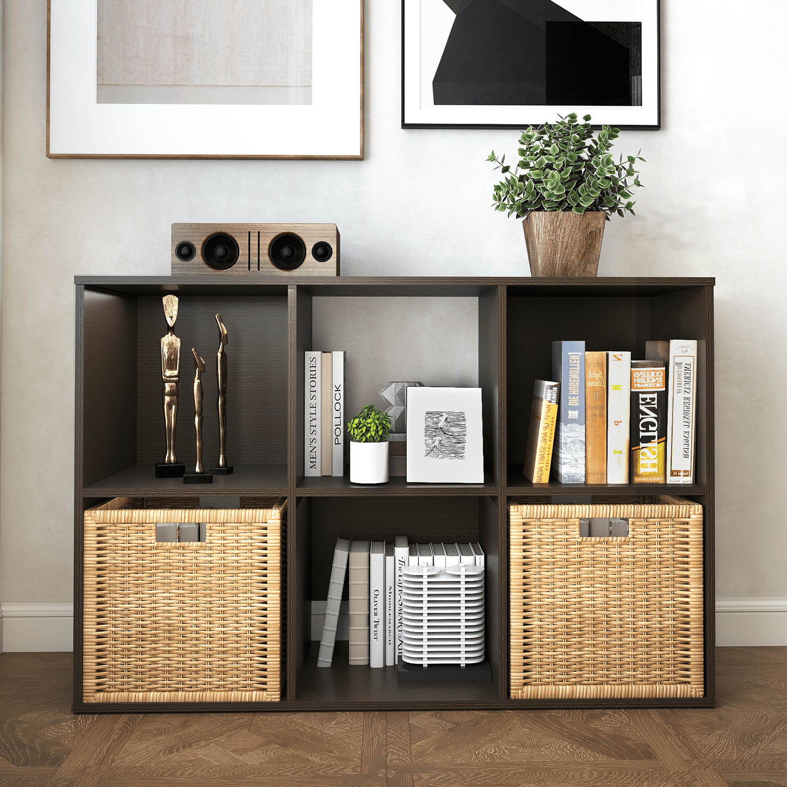 TrumanPick 6-Cube Bookcase 24"W x 36"H x 12"D Bookshelf Organizer Shelf Unit, Cube Cabinet & Cube Storage Shelf Closet Cabinet for Office Home Bedroom, Espresso