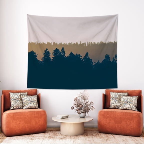 BLINGPAINTING Forest Tapestry Nature Tree Tapestries Foggy Pine Landscope Wall Hanging for Bedroom Living Room