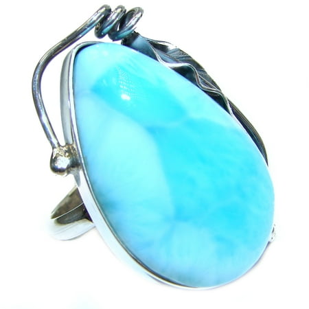 Huge Natural Larimar .925 Sterling Silver handcrafted Ring s. 7 adjustable by SilverRush Style