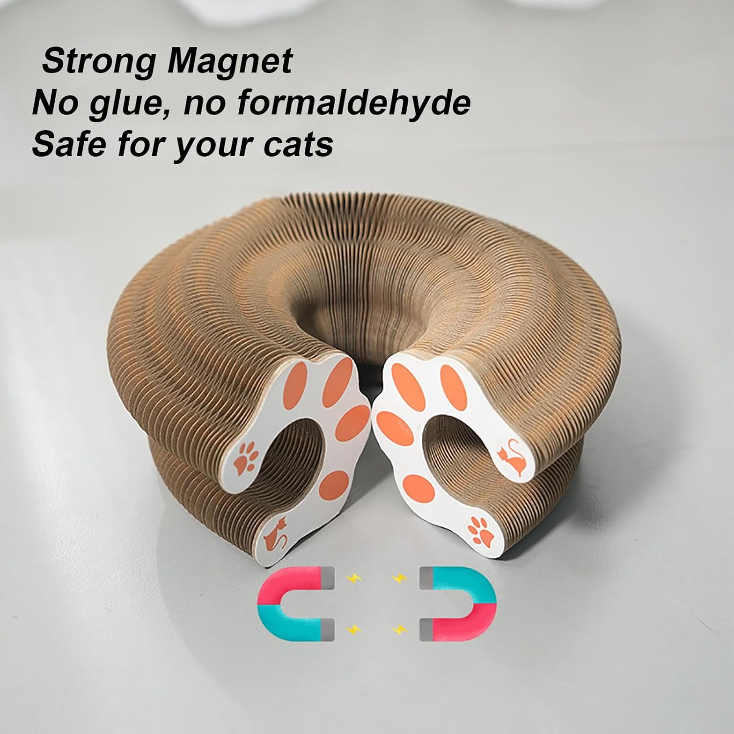 THBN Kitty Curlz Cat Toy, Magic Organ Cat Interactive Scratcher Cardboard with Bell Ball, Foldable & Changeable Accordion Shape Exercise Anxiety Relief Toy for Indoor Cats(1PCS)