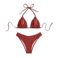 thumbnail image 3 of Triangle Bikini Set for Women with Polka Dot Print Bathing Suit Tie Back Two Piece Swimsuits(Red,XS), 3 of 5