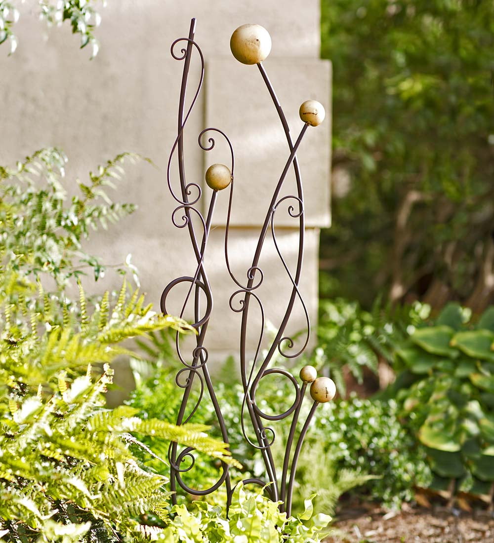 Freestanding Gold and Black Abstract Iron Garden Trellis - Walmart.com