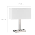 thumbnail image 5 of Lámpara de mesa Benzara Colm de acero cepillado, 53 cm, con 2 salidas USB, 5 of 5