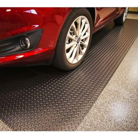 Intbuying Garage PVC Plastic Floor Basement Mat Diamond Plate Surface Rubber 79x197inch
