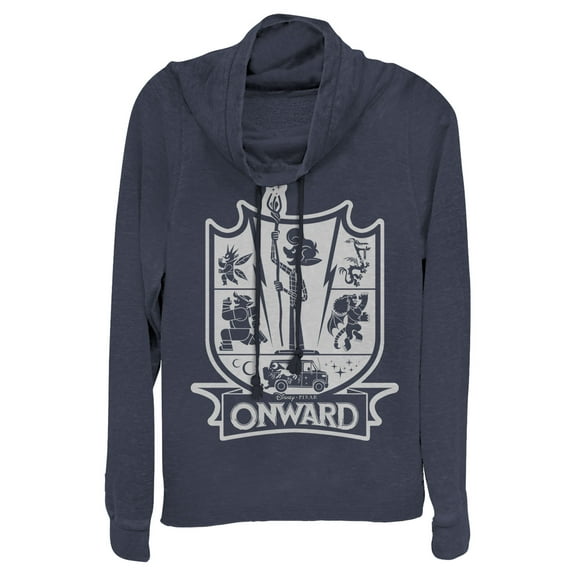 Junior's Onward Character Icon Crest Cowl Neck Sweatshirt Navy Blue 4X Large