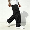 thumbnail image 2 of Resicozy Cargo Pants for Men Stretch Sweatpants Elastic Drawstring Casual Workout Joggers Hiking Tactical Pants with Pockets Black L, 2 of 4