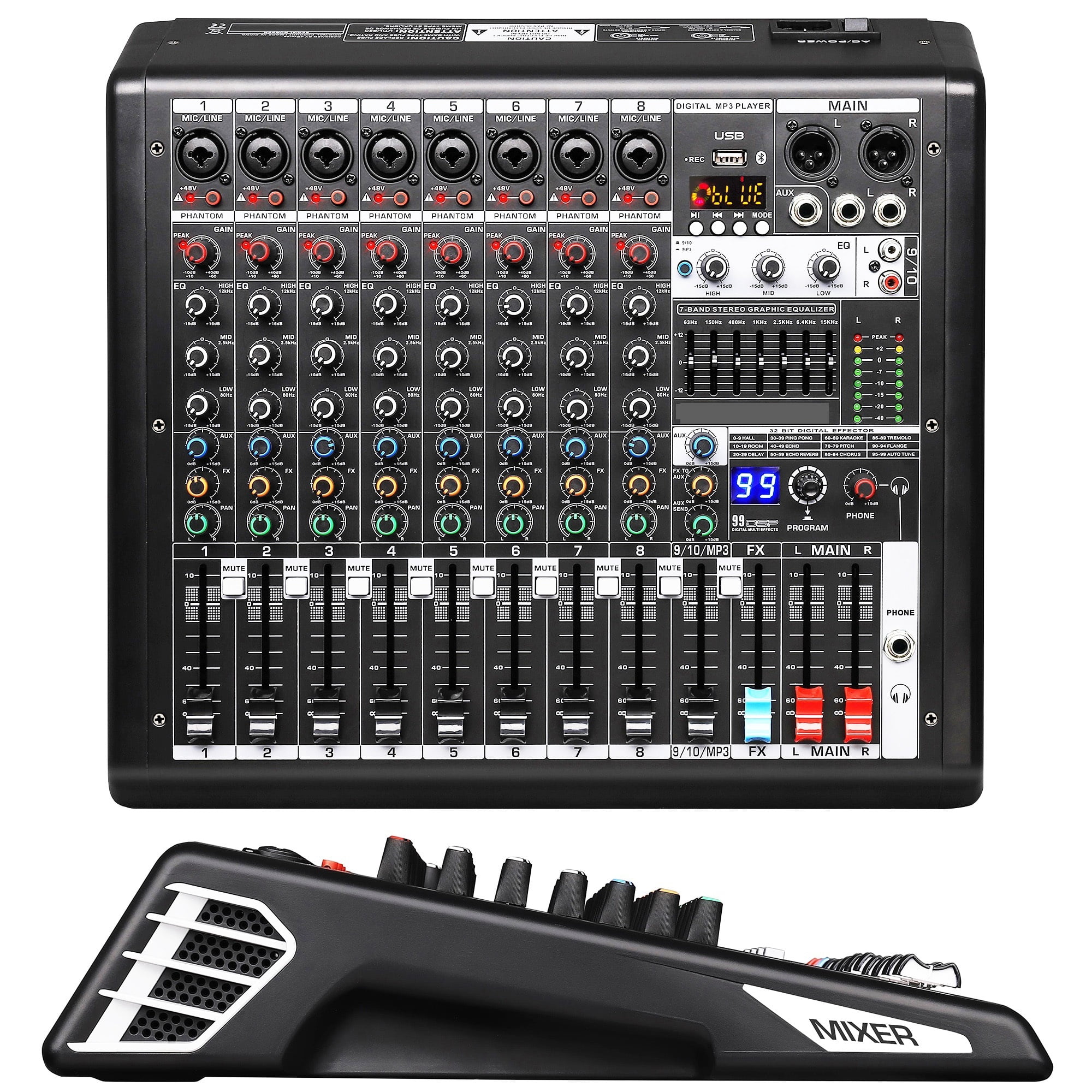 S-10 Dj Mixer Professional 10 Channel with MP3 Player 99 DSP Digital Mixer and Effect