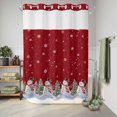 thumbnail image 6 of No Hook Shower Curtain with Built-in Rings - Red Christmas Snowman Washable Waterproof Fabric Bathroom Curtains for Hotel,Rentals, Stall 48 X 72 Inch , Xmas Tree Gold White Snowflake, 6 of 9