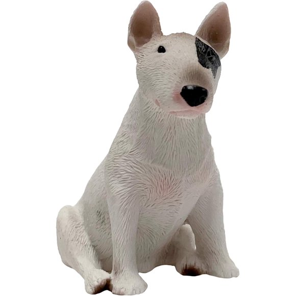 Sculpture de Bull Terrier Blanc de Petite Taille Sandicast, Assis