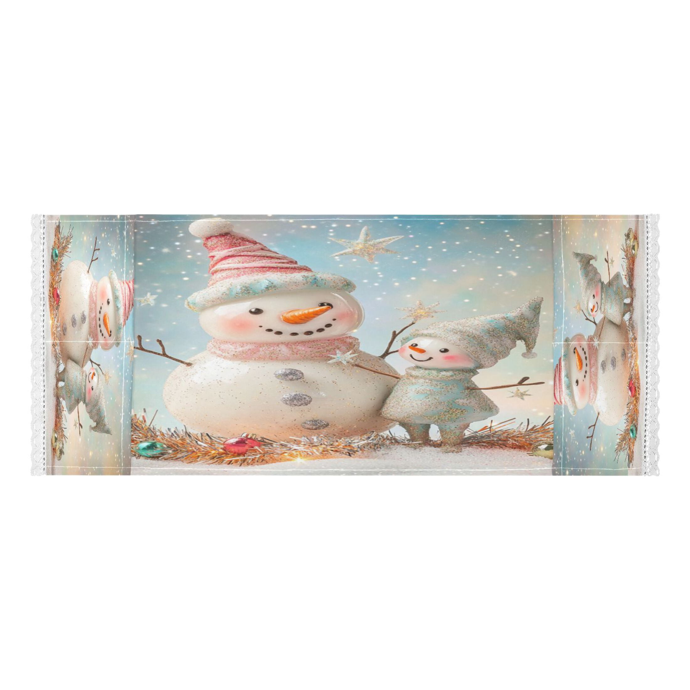 WOBOGO Two Cute Christmas Snowmen Washing Machine Cloth Dryer Refrigerator Top Cover Protective Non-Slip Mat For Kitchen Laundry