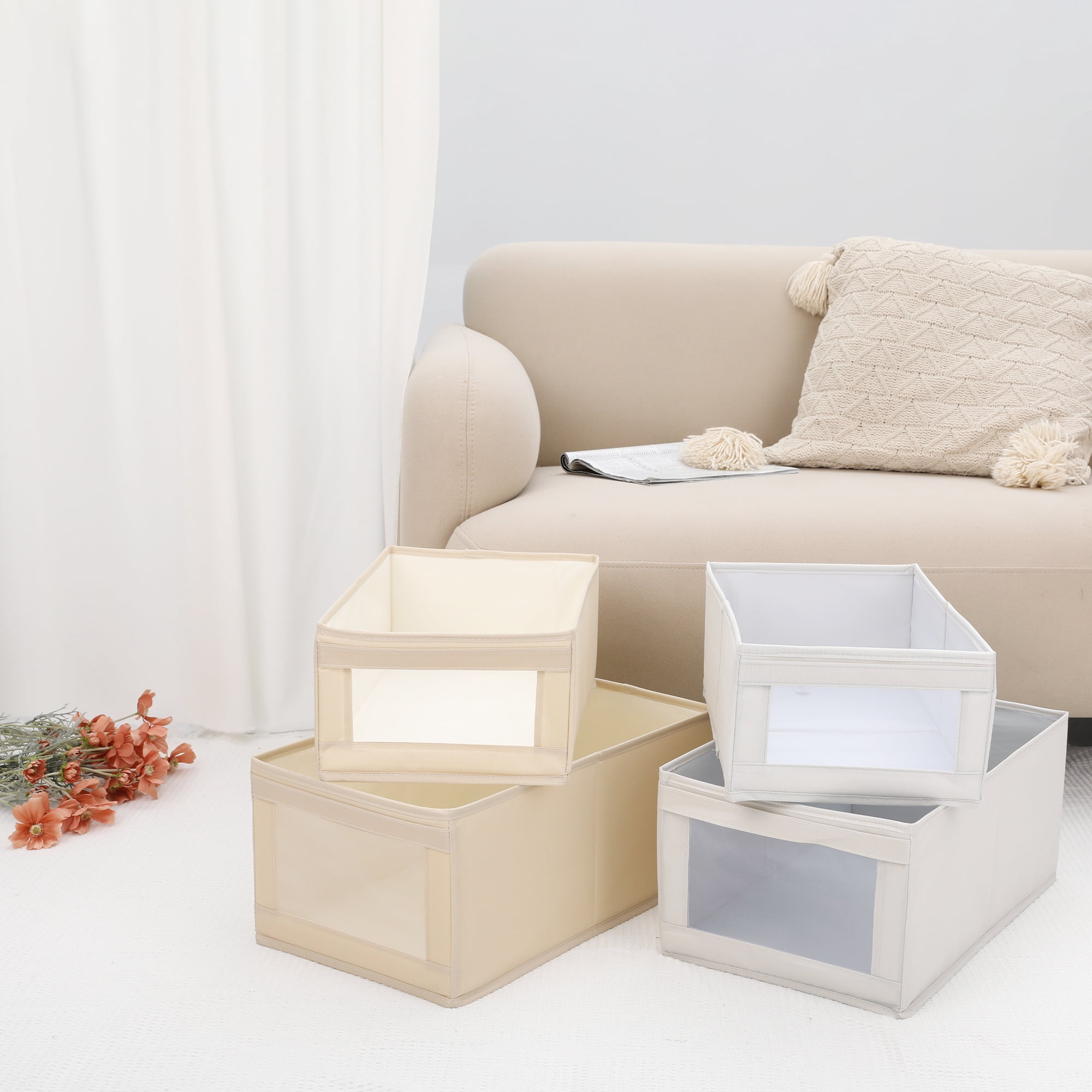 Unique Bargains Fabric Storage Cube Storage Bin Storage Basket Khaki 19*11*8.3in