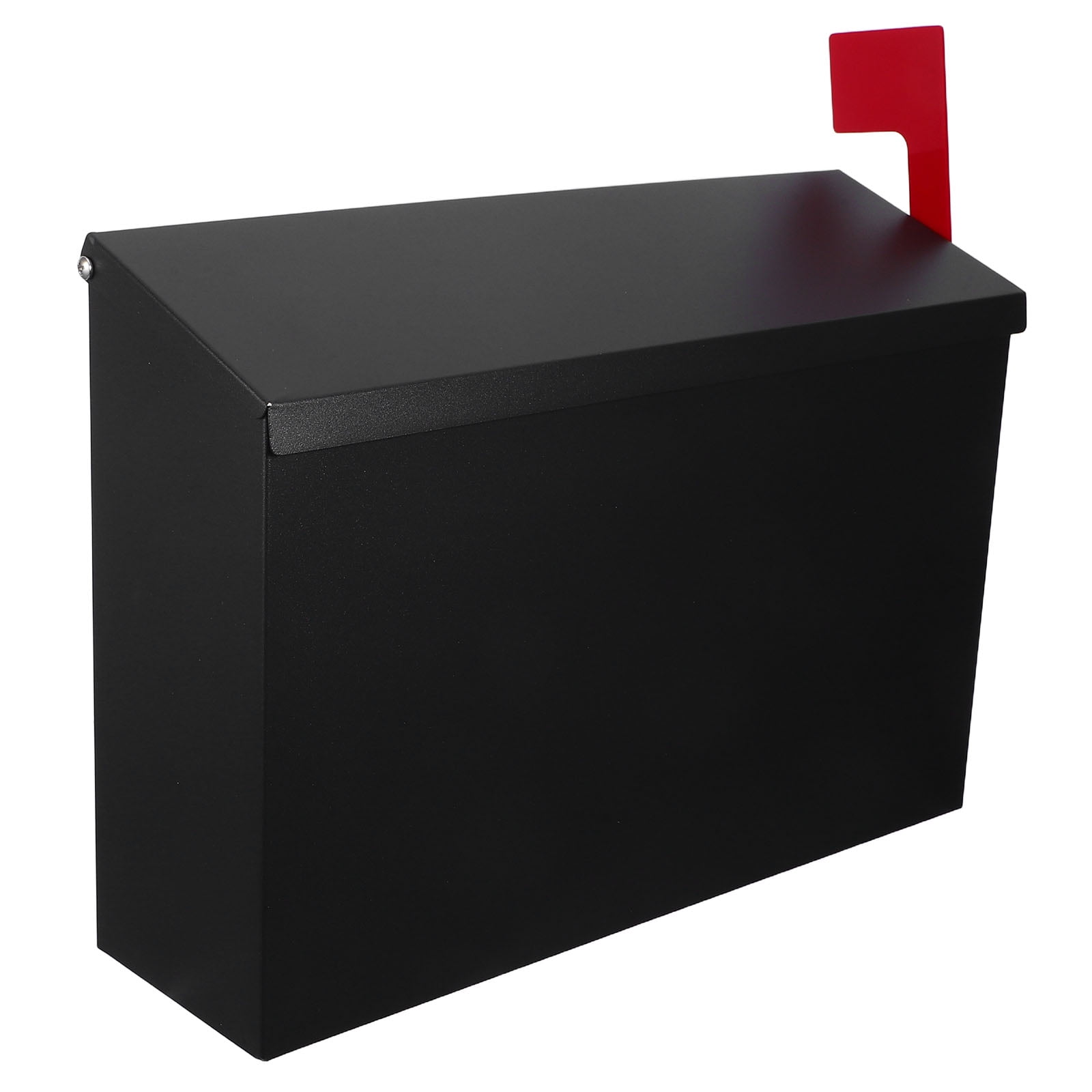 KALLORY Large Capacity Outdoor Wall-Mounted Mailbox in Black Stainless Steel for Secure Mail Storage