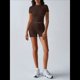 thumbnail image 4 of Conjuntos de Chándal de Dos Piezas de Verano para Mujer con Pantalones Cortos Ajustados Marrón M, 4 of 8