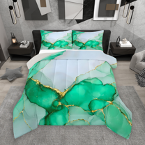 Manfei Green Marble Bedding Comforter Set 2pcs, Abstract Watercolor Art Twin Comforter Sets, Marbling Stone Pattern Bedding Set, Ultra Soft Home Decor