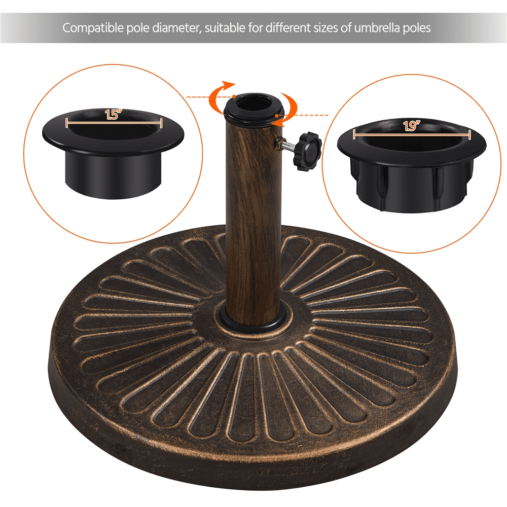 Renwick 22lb Heavy-Duty Umbrella Base, Fits 1.5"/1.9" Poles, Bronze