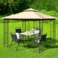 thumbnail image 2 of Costway 10' x 10' Patio Canopy Gazebo Outdoor 2-Tier Steel Tent Heavy-Duty L-Shaped Beige, 2 of 9