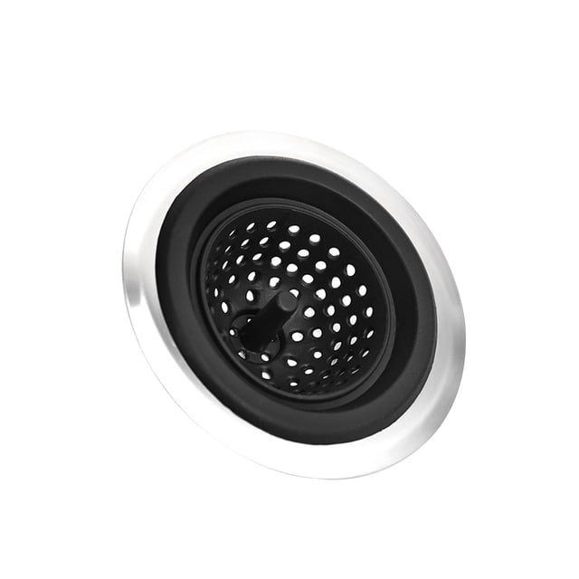 Naiovety Escurridor de cocina de silicona y acero inoxidable, tapón de residuos desmontable, filtro de fregadero de baño, colector de residuos Suministros de limpieza para el hogar Negro Naiovety HA025031-02