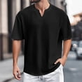 thumbnail image 2 of Men's V Neck Short Sleeved Solid Color Striped Loose Casual T Shirt Medium T Shirt Mens Sweatpants Open Bottom Men Shirt Pack Custom T Shirts for Men T Shirts Men Pack Mens Shorts Mens Shirt Pack Mens, 2 of 4