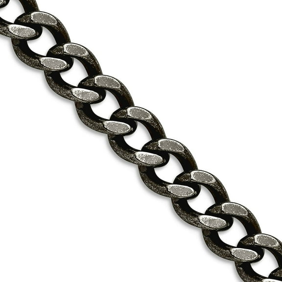 Chisel Stainless Steel 6.75mm Polished And Antiqued Curb Chain Necklace