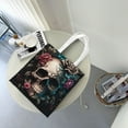 thumbnail image 7 of DouZhe Reusable Grocery Bags, Boho Skull Ghost Flowers Lightweight Polyester Canvas Cloth Tote Bag for Travle Gym Shopping School, 15" x 16", 7 of 7