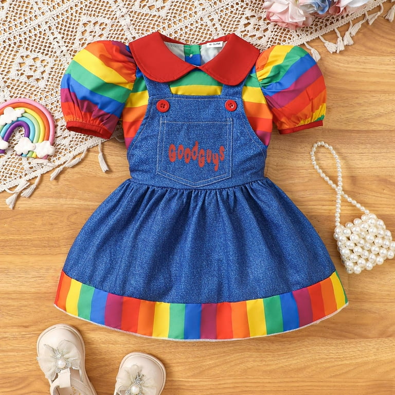 white christmas dresses Next Size 6 Rainbow Sleeve Denim Dress – MiniMe Preloved main image 1