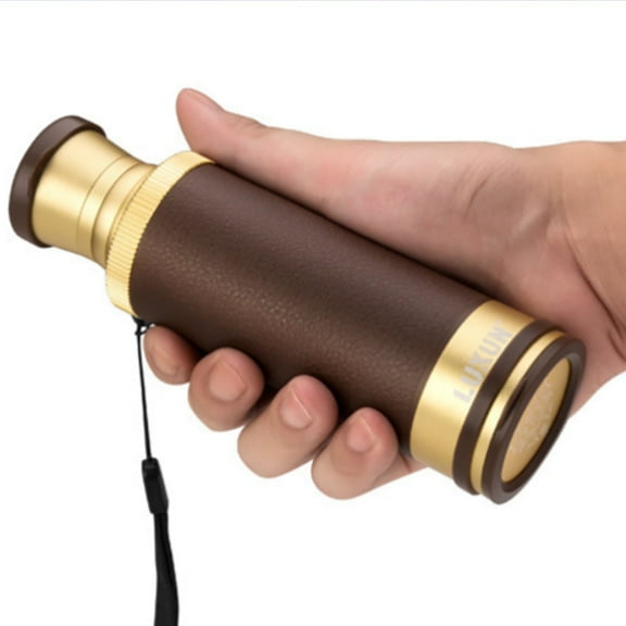 HOARBOEG Vintage Nautical Spyglass - 25x50 BAK4 Brass Telescope with Leather Grip, Collapsible 165-380mm for Sailing/Hiking Christmas Gift